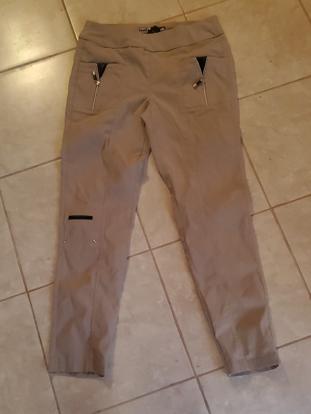 jamie sadock Tan Stretch Chinos with Zip Details